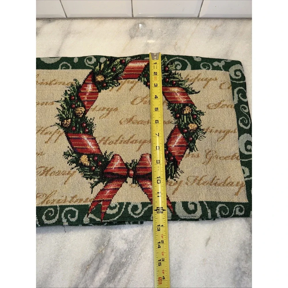 4 Vintage Trim A Home KMart Tapestry Placemats Reversible Christmas TreeWreath00